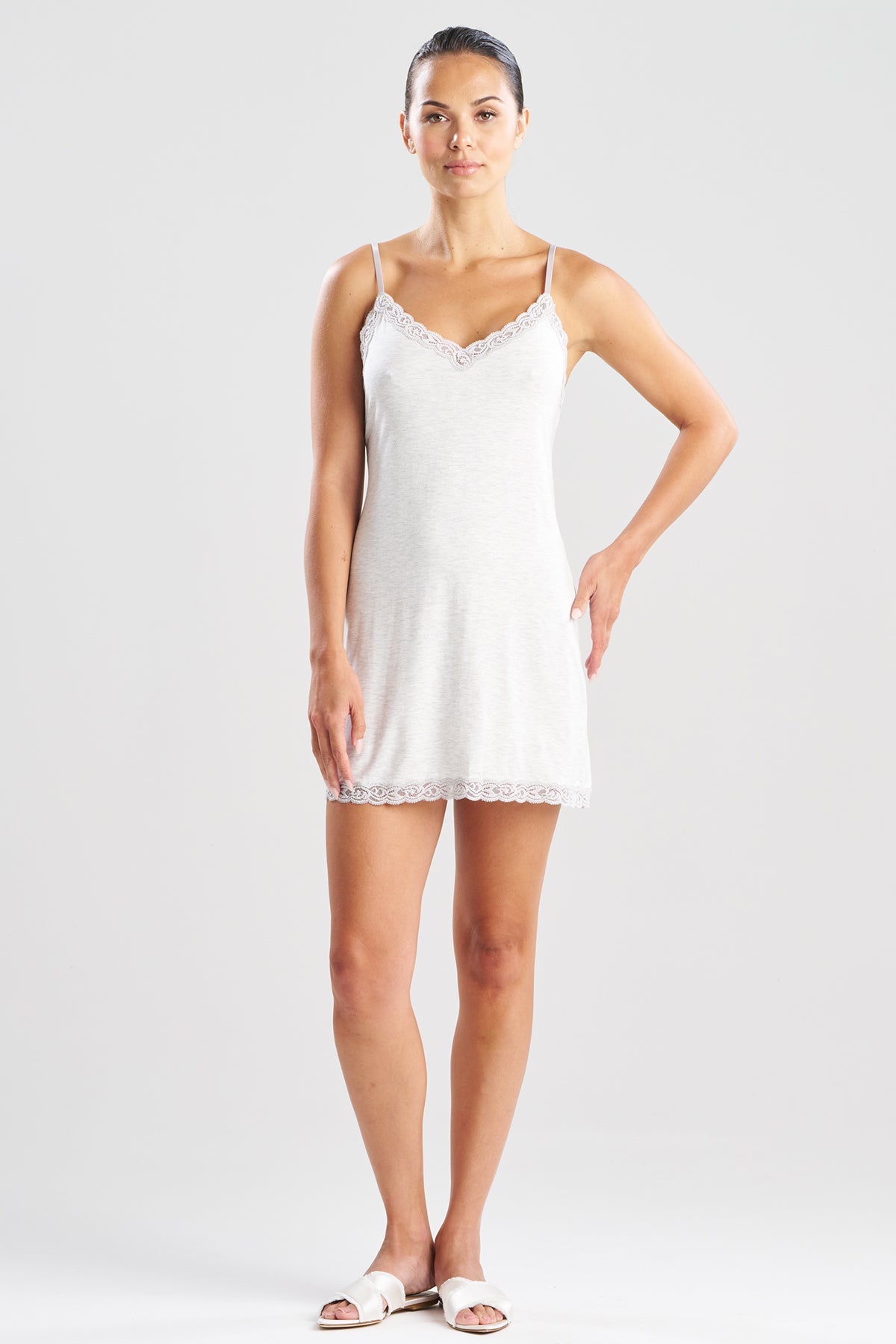 Buy Feathers Essentials Lenzing™ Ecovero™ Viscose Chemise in Light Heather Grey Online Light Heather Grey Natori