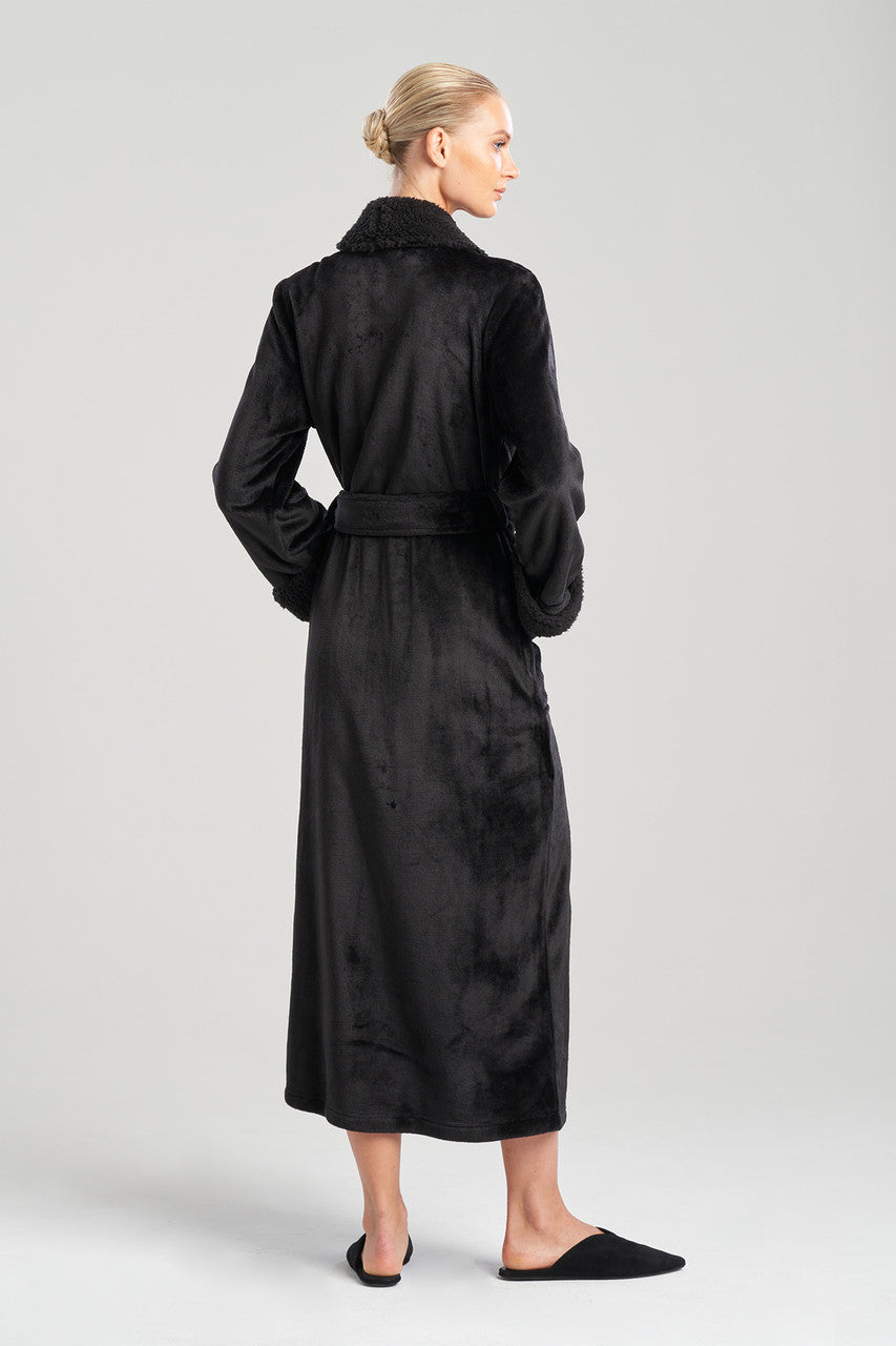 Buy Plush Sherpa Robe in Black Online Black Natori