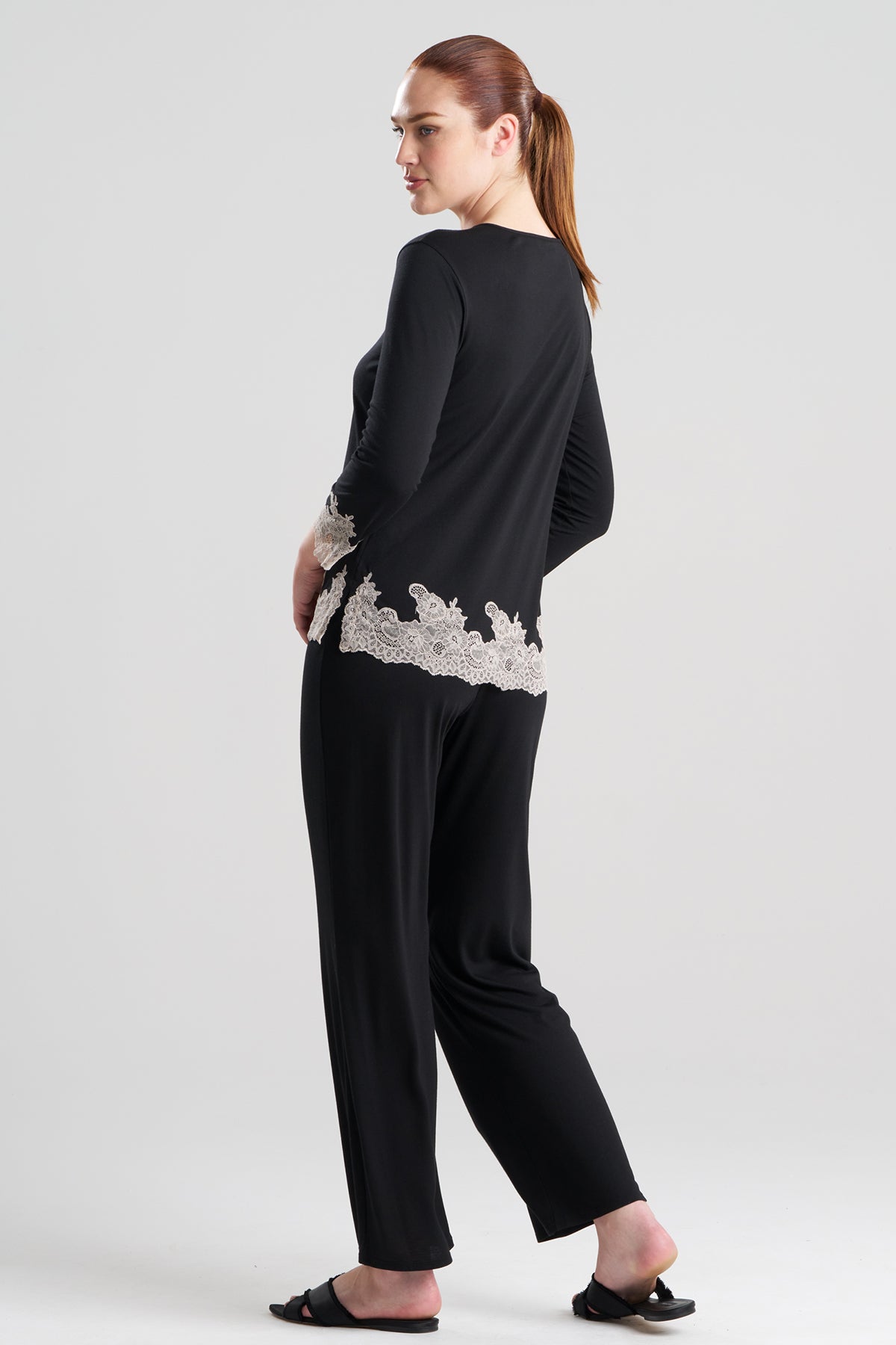 Buy Luxe Shangri-La TENCEL™ Long Sleeve PJ in Black/Cocoon Online Black/Cocoon Natori
