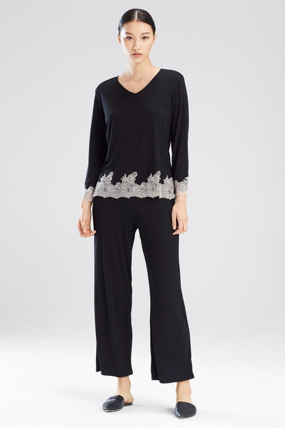 Buy Luxe Shangri-La TENCEL™ Long Sleeve PJ in Black/Cocoon Online Black/Cocoon Natori