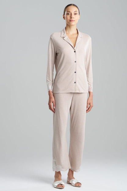 Buy Luxe Shangri-La TENCEL™ Long Sleeve Notch PJ in Heather Cashmere Online Heather Cashmere Natori