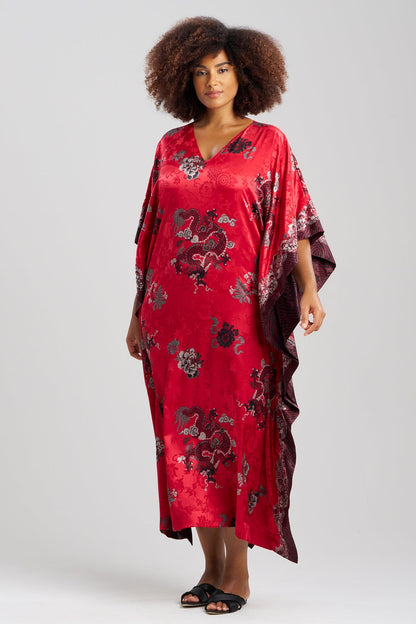 Buy Imperial Dragon Jacquard Caftan in Red Online Red Natori