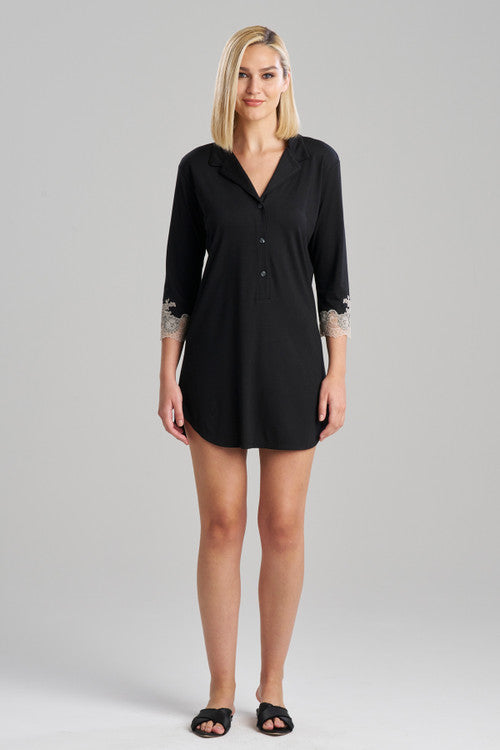 Buy Luxe Shangri-La TENCEL™ Sleepshirt in Black/Cocoon Online Black/Cocoon Natori