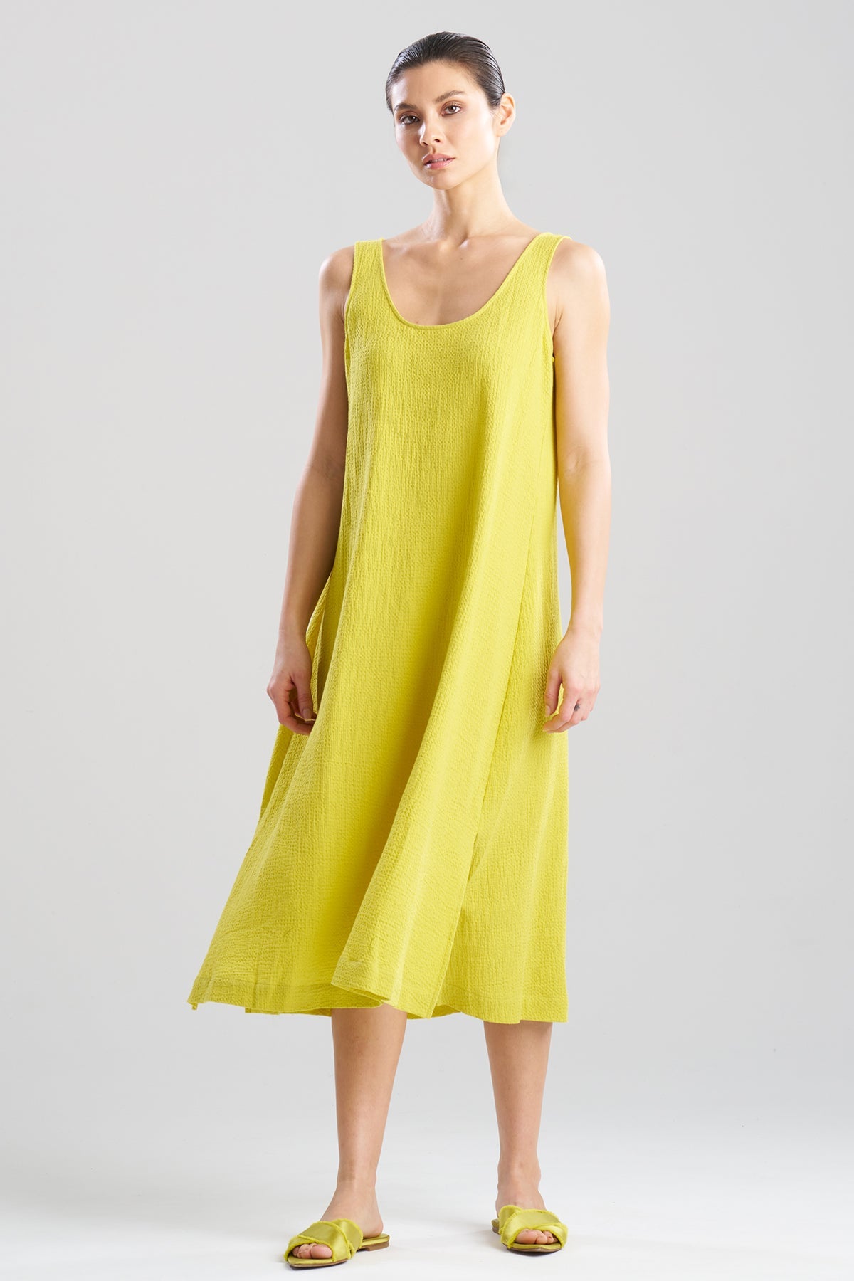 Onsen Cotton Tank Slip Dress Chartreuse Natori
