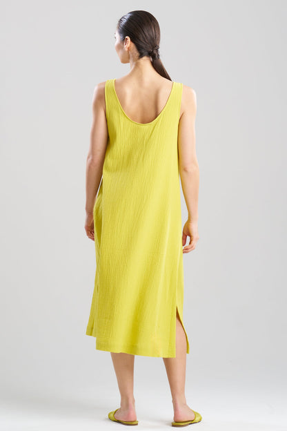 Onsen Cotton Tank Slip Dress Chartreuse Natori