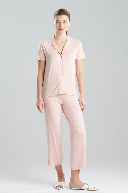 Buy Feathers Essentials Lenzing™ Ecovero™ Viscose Lace Applique Trim PJ in Cameo Rose Online Cameo Rose Natori