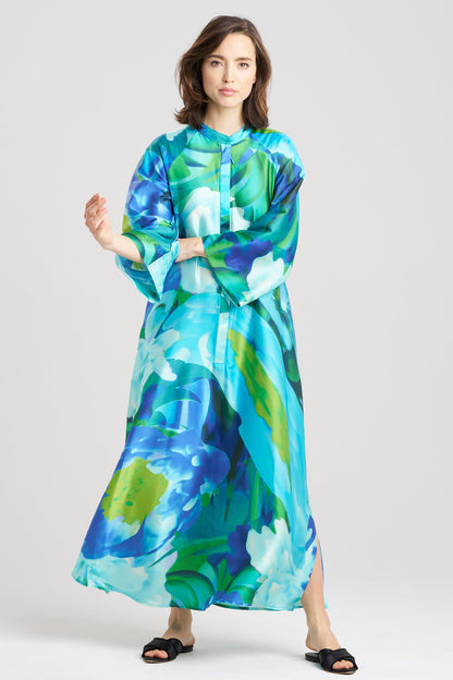 Garbo Zip Caftan Blue Multi Natori