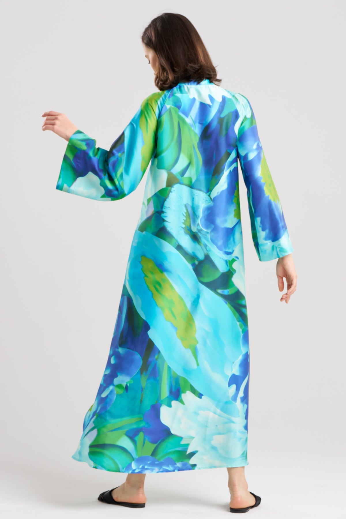 Garbo Zip Caftan Blue Multi Natori