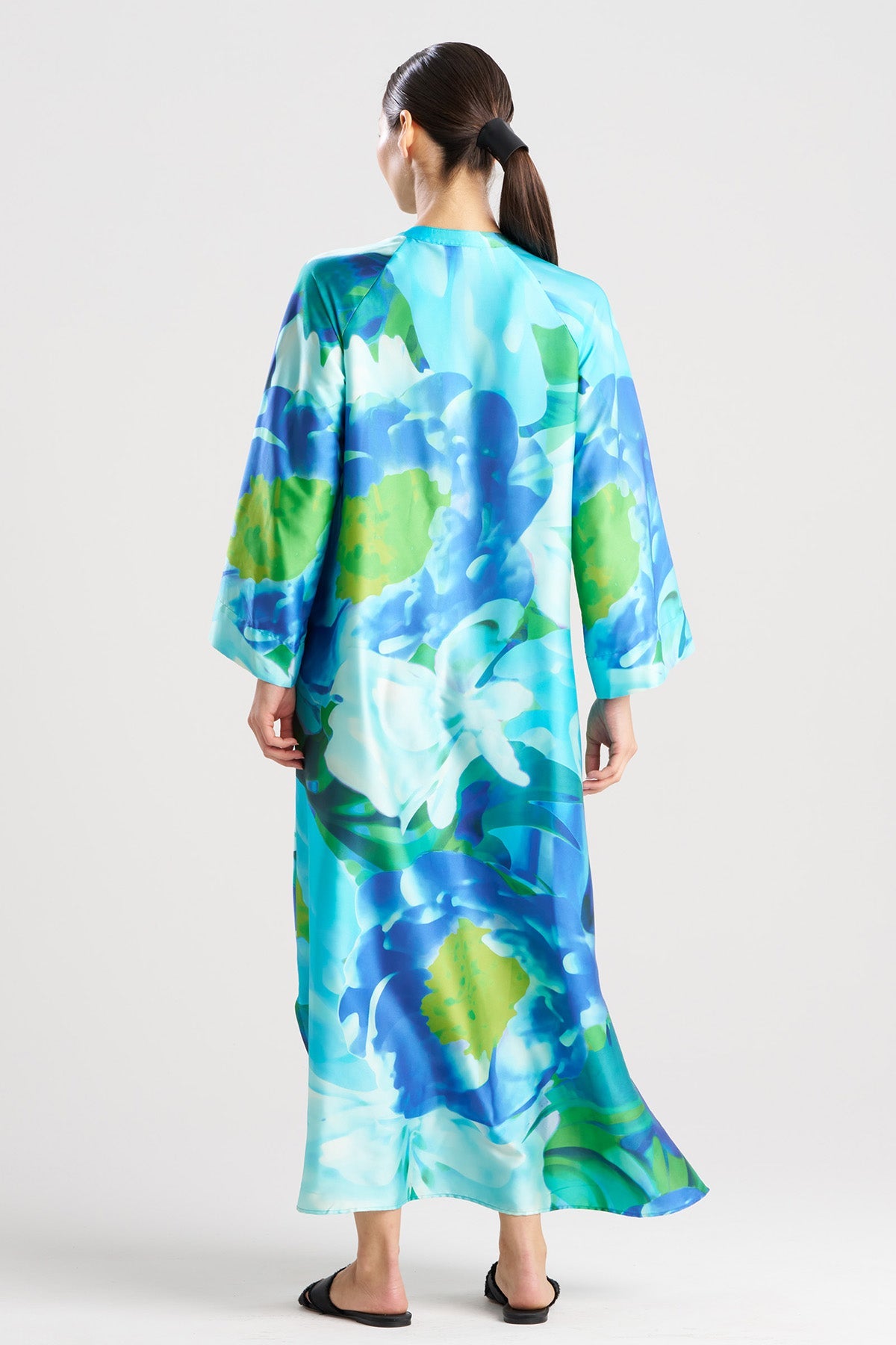 Garbo Zip Caftan Blue Multi Natori