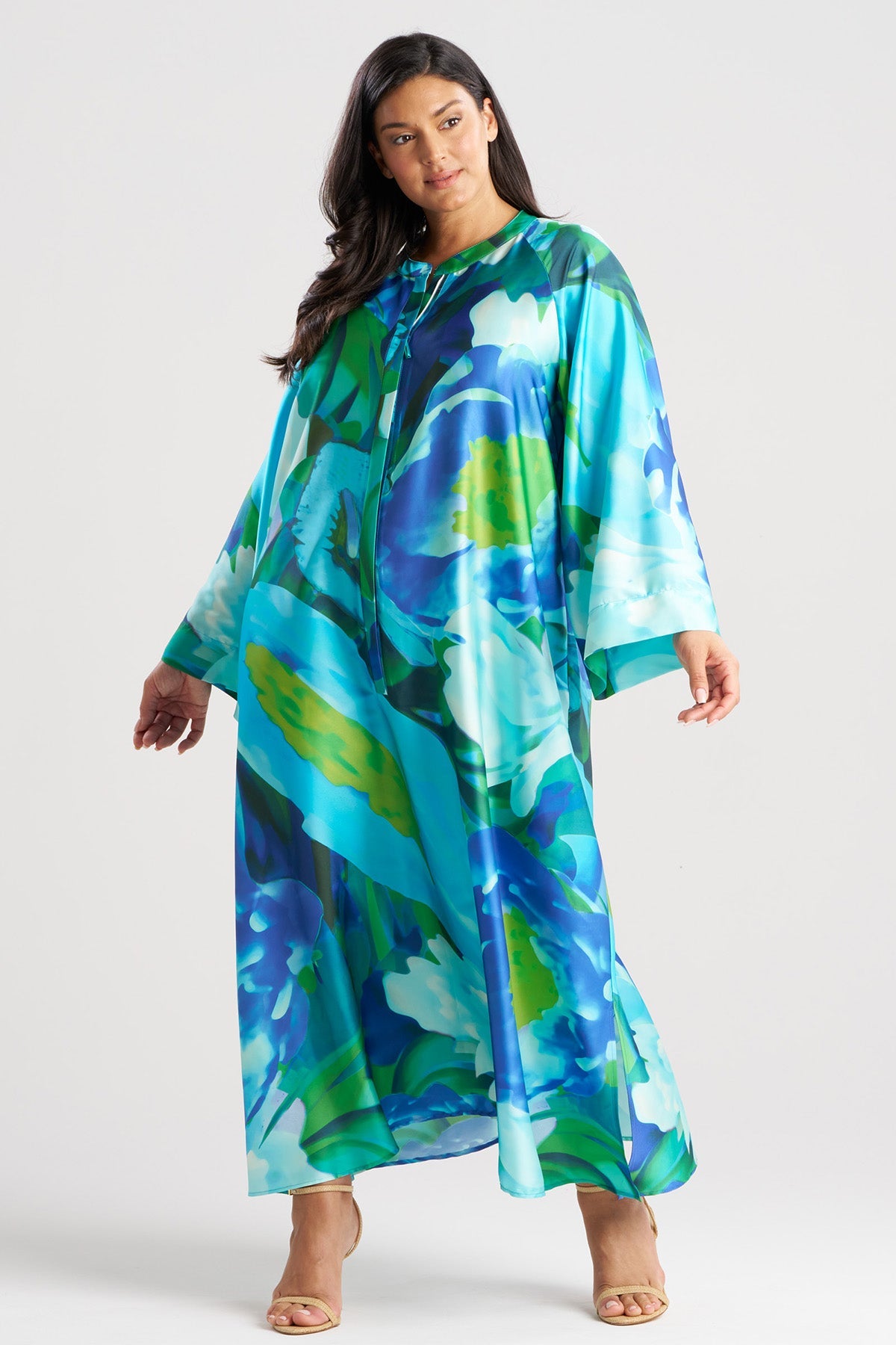 Garbo Zip Caftan Blue Multi Natori