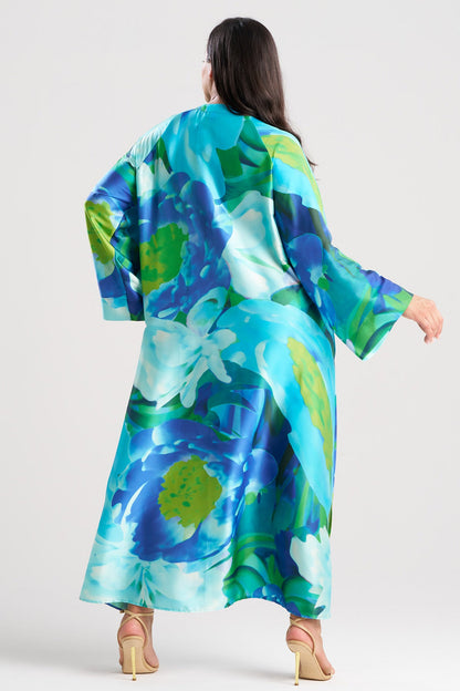 Garbo Zip Caftan Blue Multi Natori