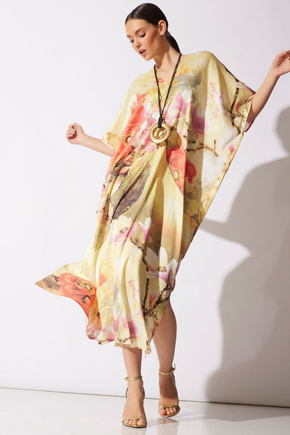 Floral Garden V-Neck Caftan Golden Hour Natori