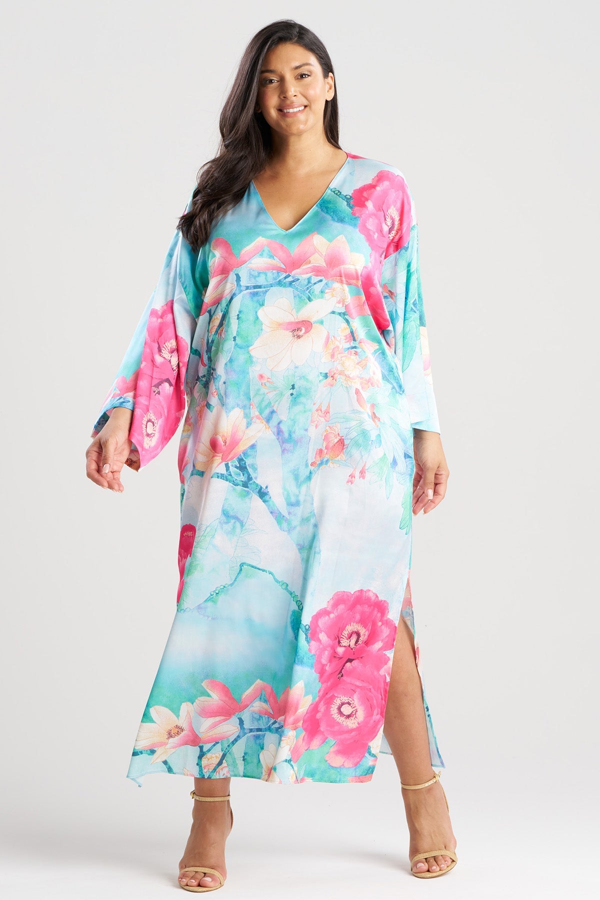 Floral Garden Caftan Blue Multi Natori
