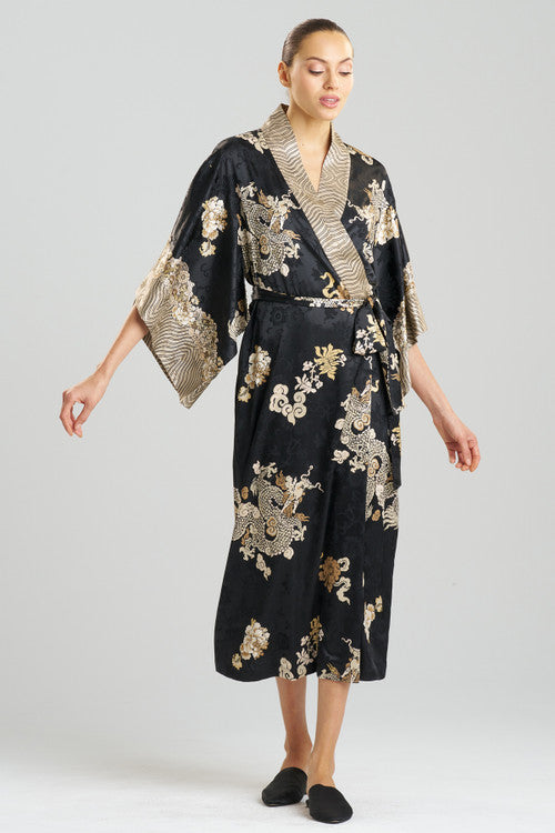 Buy Imperial Dragon Jacquard Robe in Black Online Black Natori