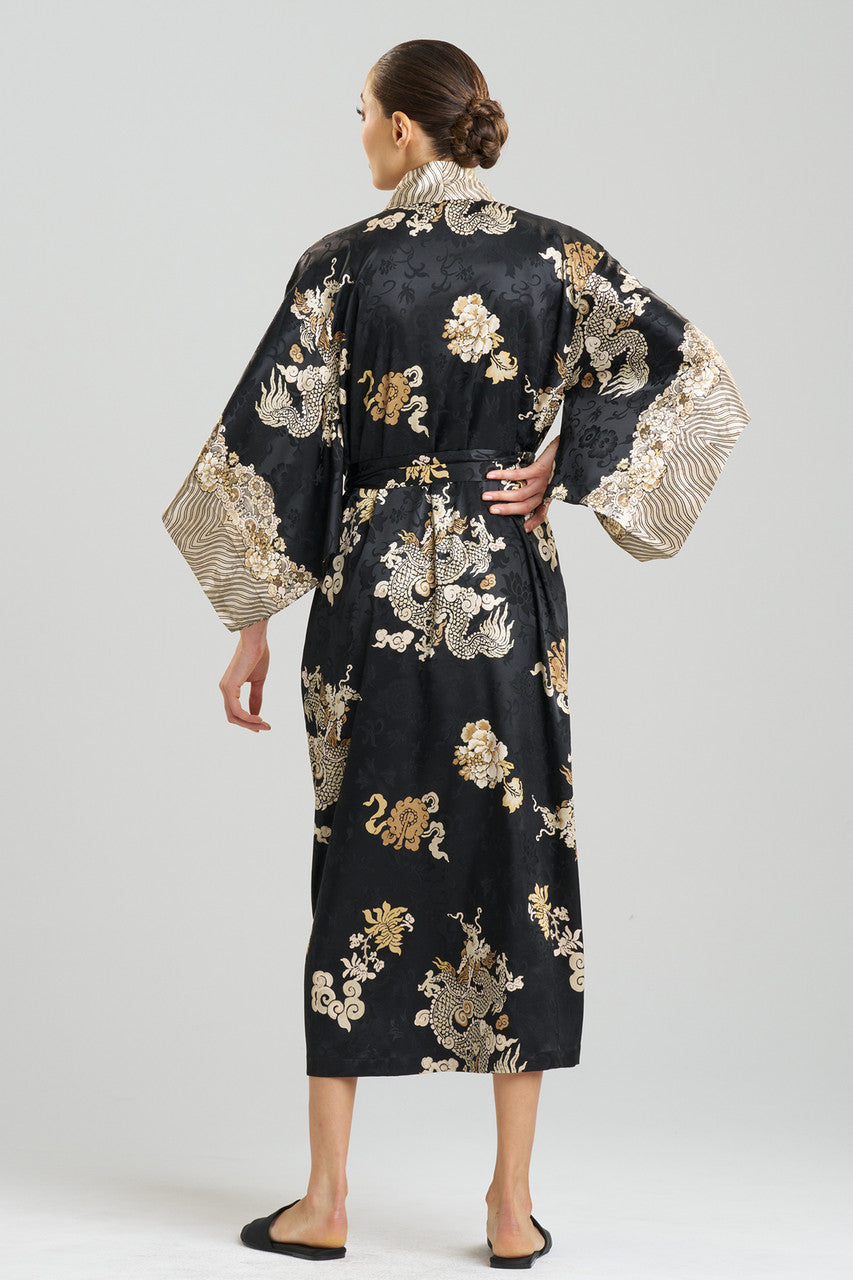 Buy Imperial Dragon Jacquard Robe in Black Online Black Natori