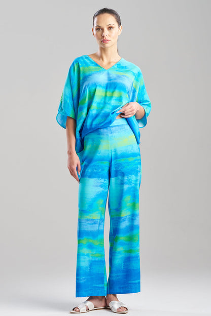 Aurora Printed Satin Pants Azure Natori