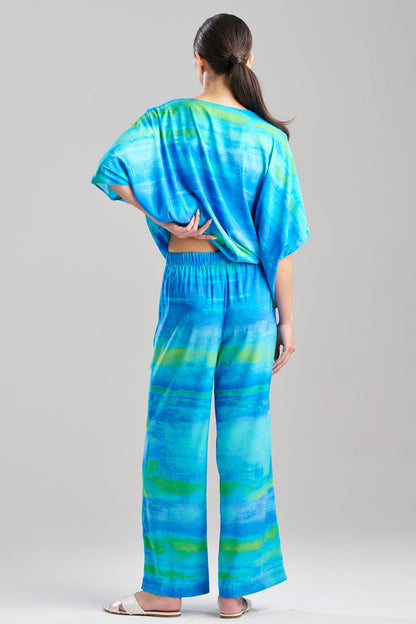Aurora Printed Satin Pants Azure Natori