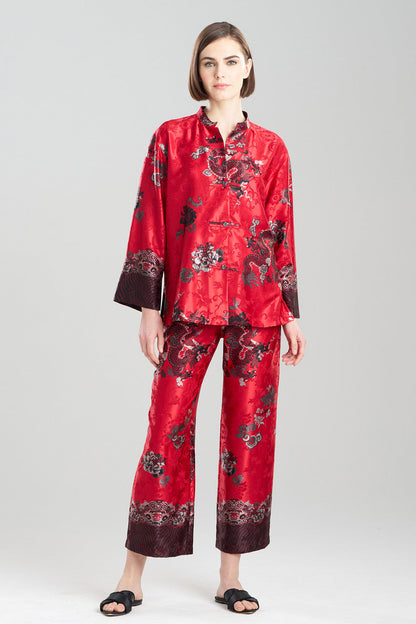 Buy Imperial Dragon Jacquard Mandarin PJ in Red Online Red Natori