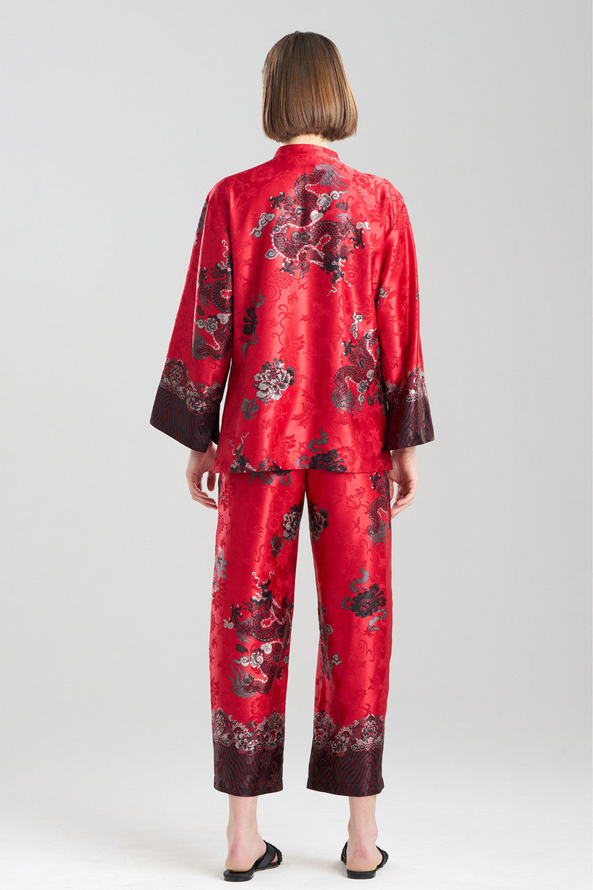 Buy Imperial Dragon Jacquard Mandarin PJ in Red Online Red Natori