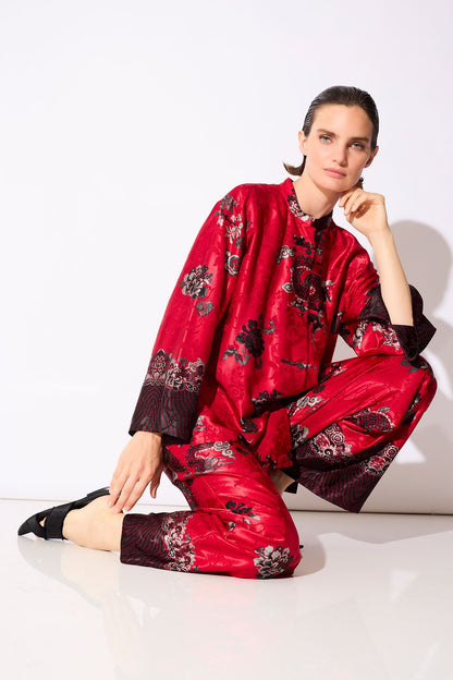 Buy Imperial Dragon Jacquard Mandarin PJ in Red Online Red Natori