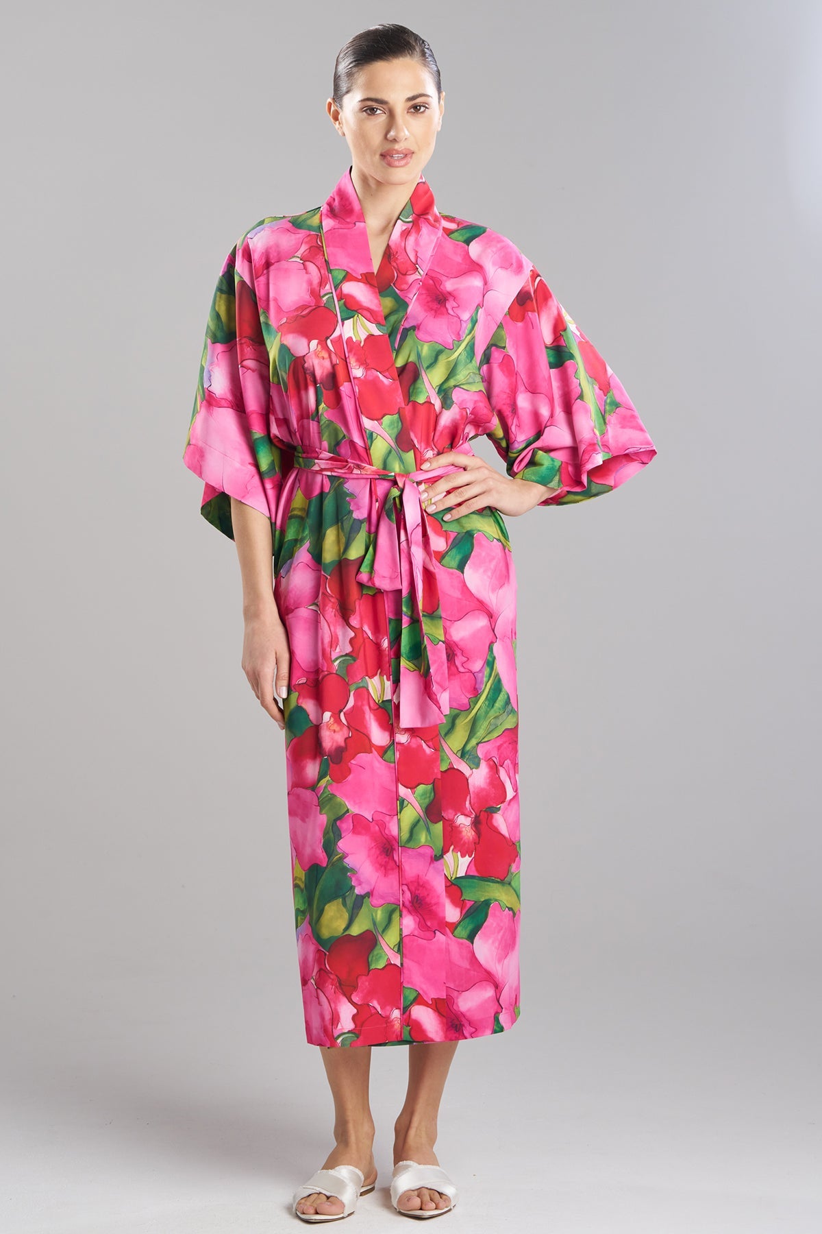 Isla Printed Satin Robe Pink Natori