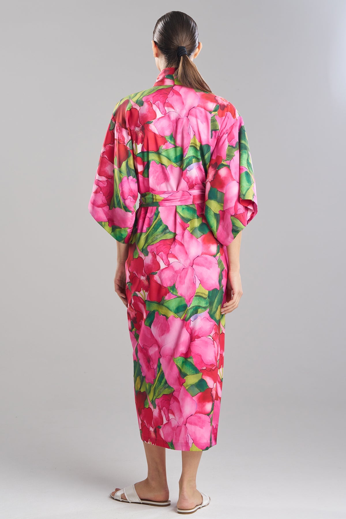 Isla Printed Satin Robe Pink Natori