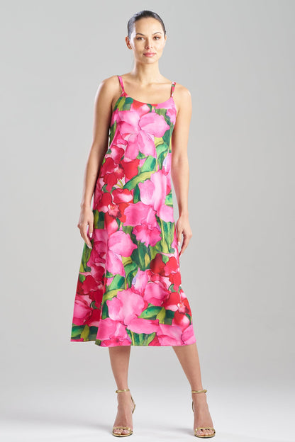 Isla Printed Satin Slip Dress Pink Natori