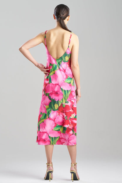 Isla Printed Satin Slip Dress Pink Natori