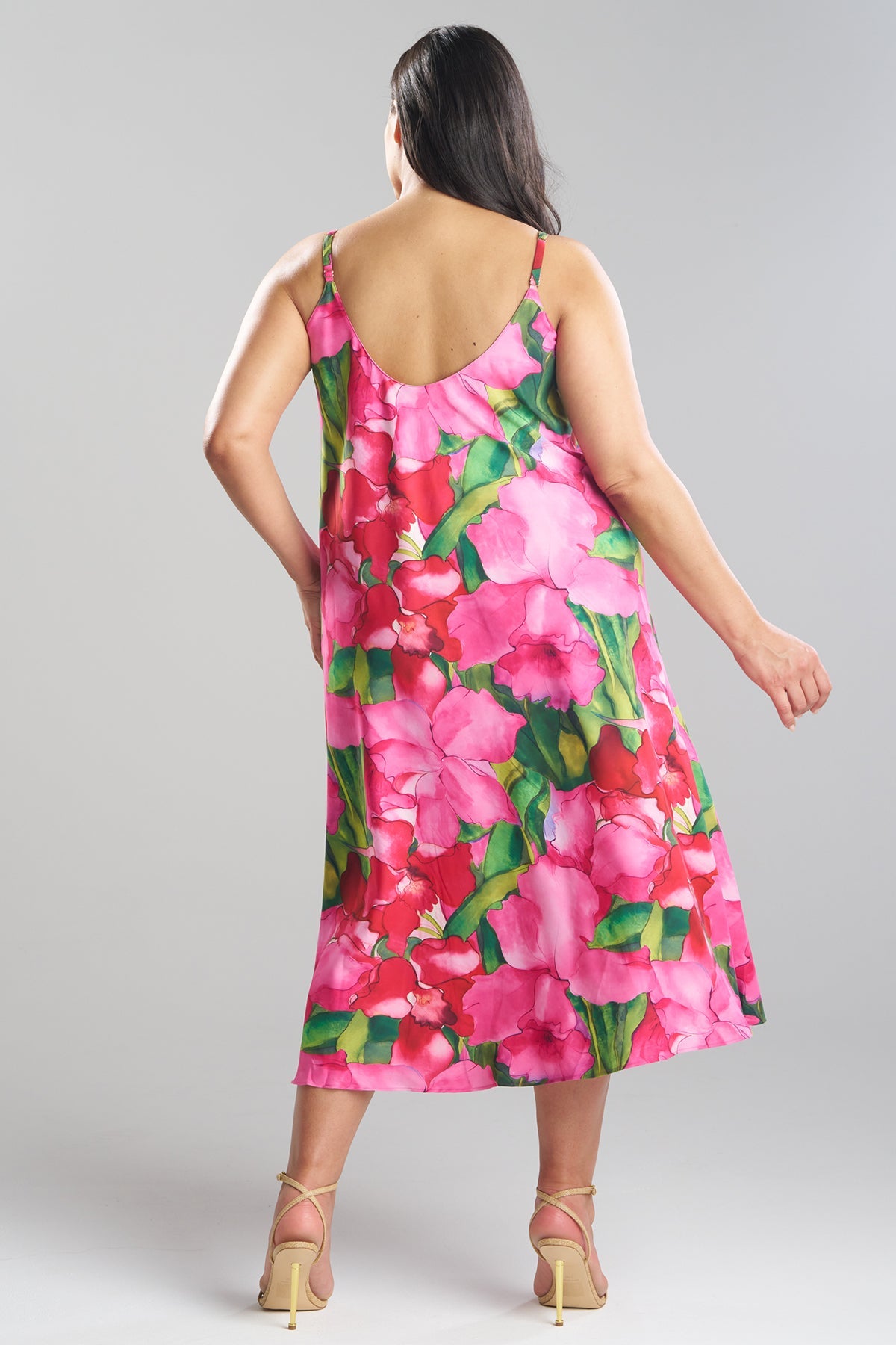 Isla Printed Satin Slip Dress Pink Natori