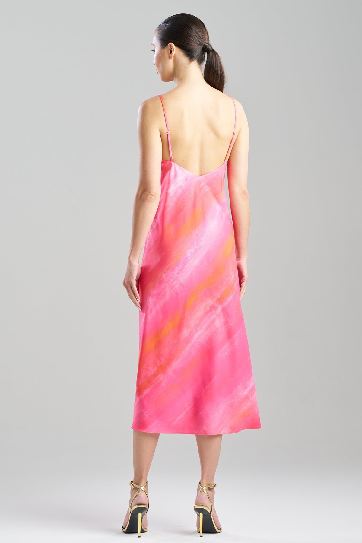 Aurora Printed Satin Slip Dress Pink Poppy Natori