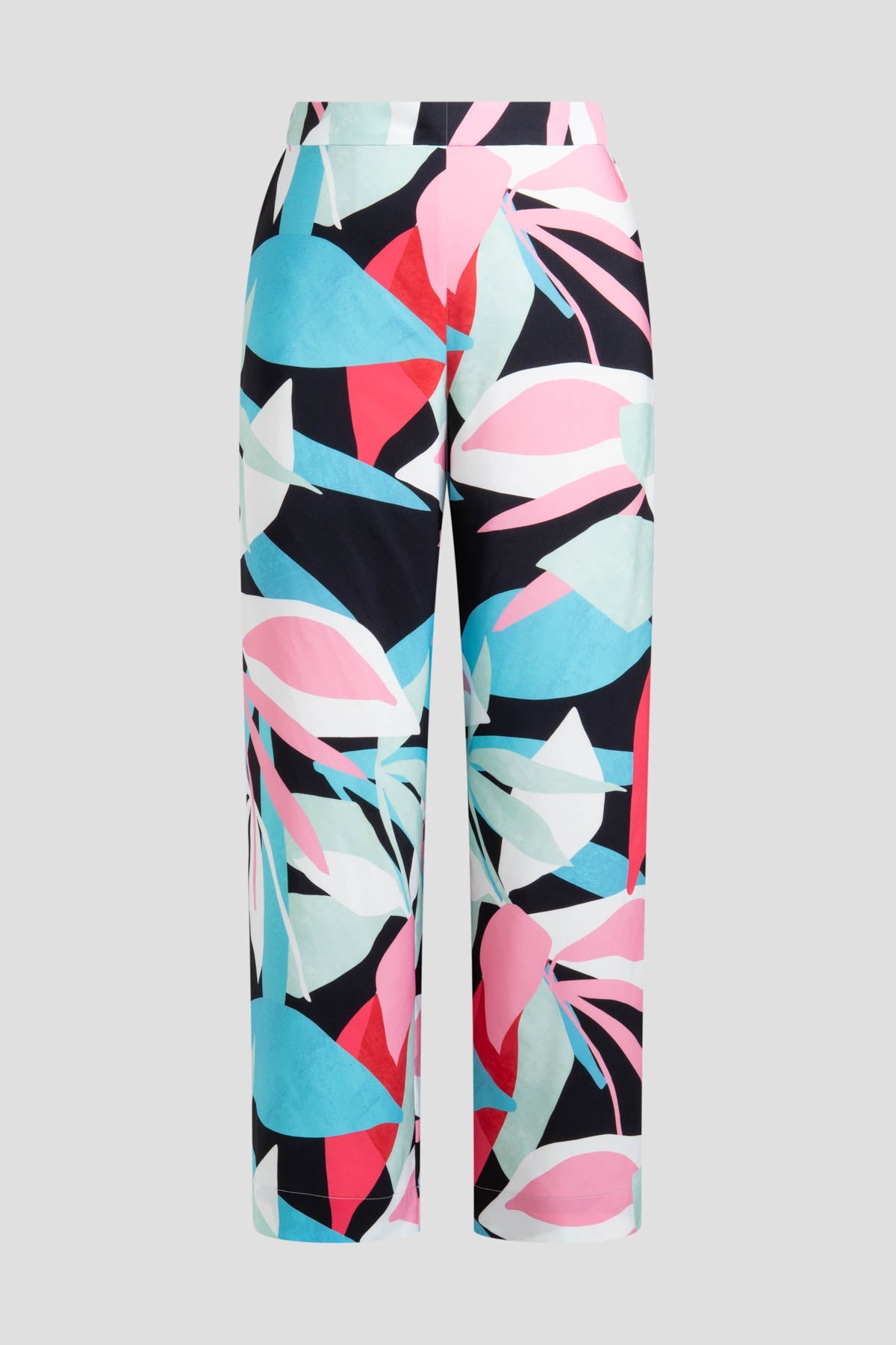 Abstract Palm Printed Satin Pants Multi Natori