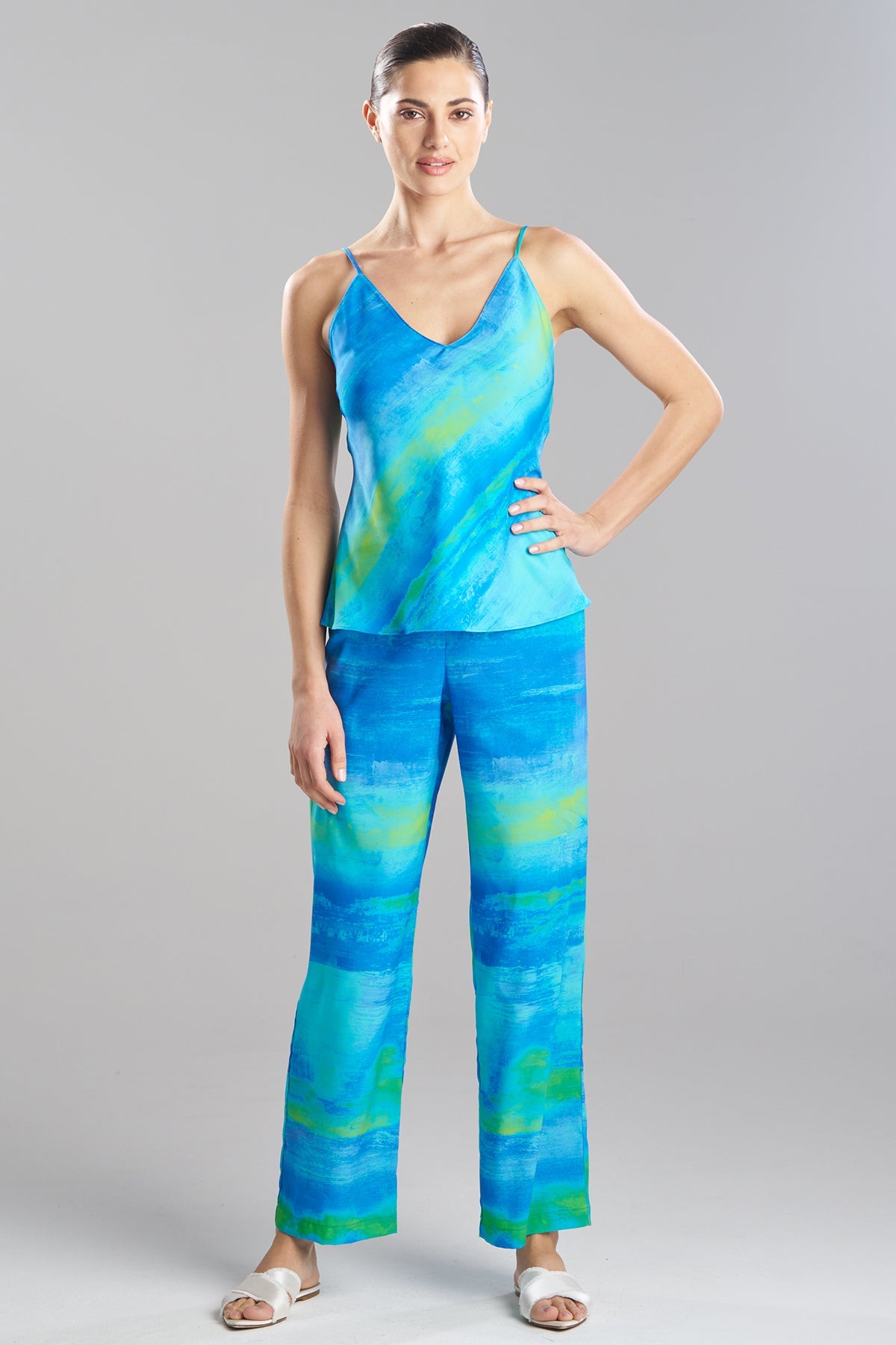 Aurora Printed Satin PJ Azure Natori