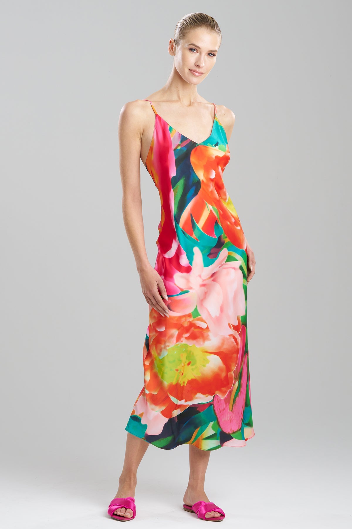 Garbo V-Neck Slip Dress Multi Natori