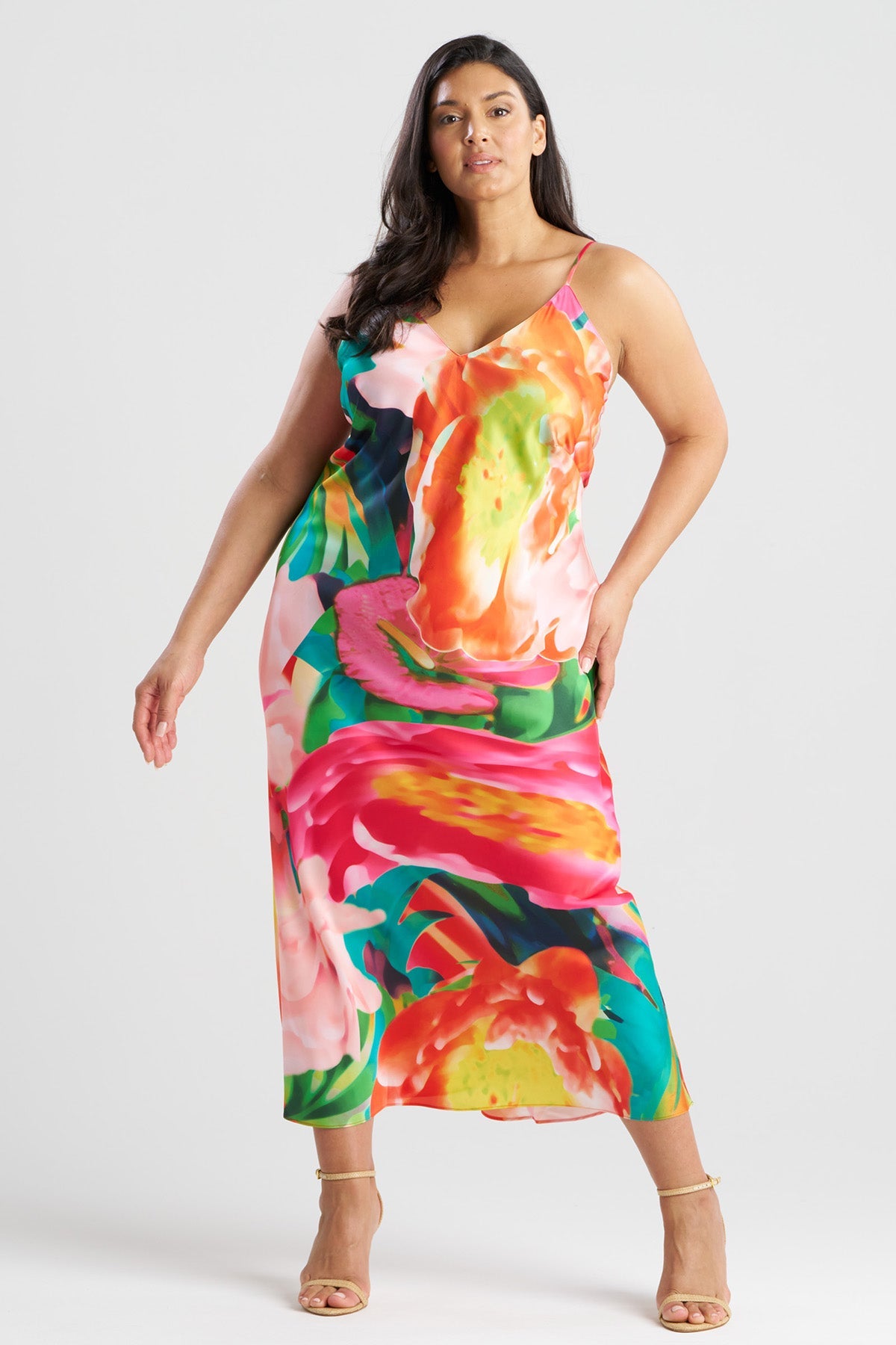 Garbo V-Neck Slip Dress Multi Natori