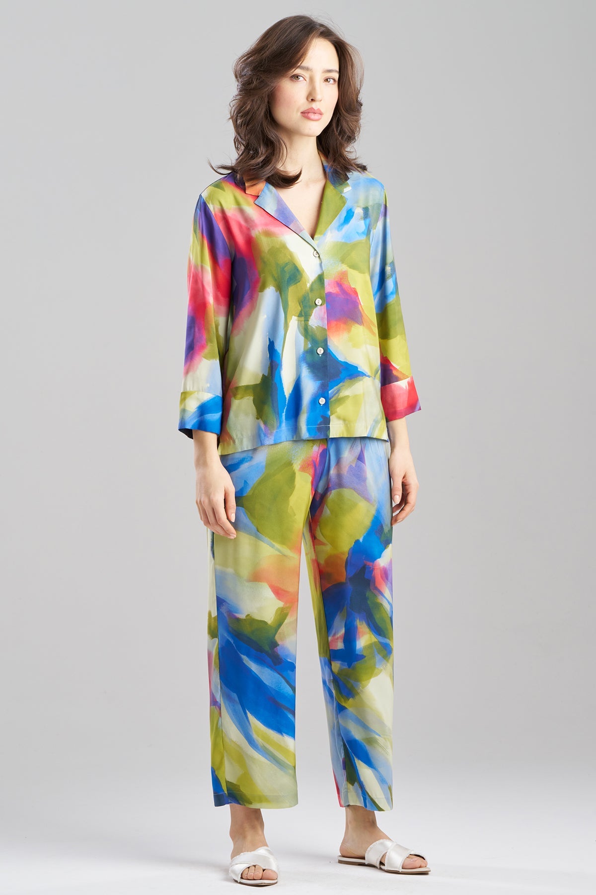 Kumo Printed Stretch Satin Notch PJ Set Kumo Multi Natori
