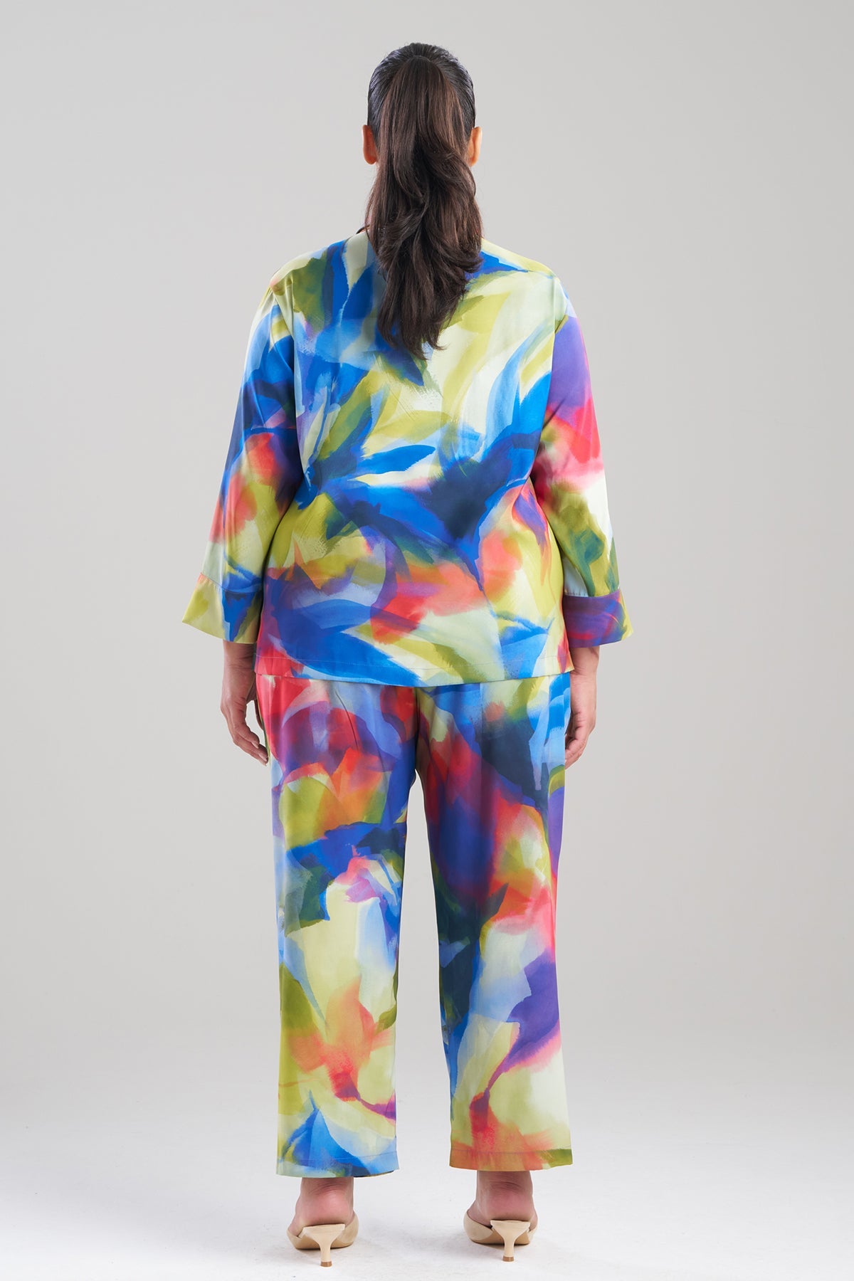Kumo Printed Stretch Satin Notch PJ Set Kumo Multi Natori