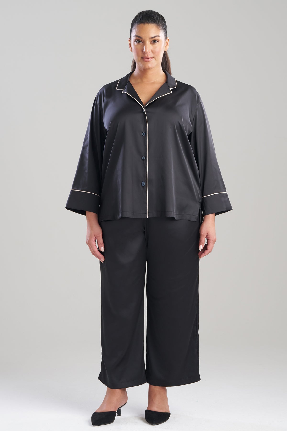 Satin Essentials Notch PJ Set Black Natori