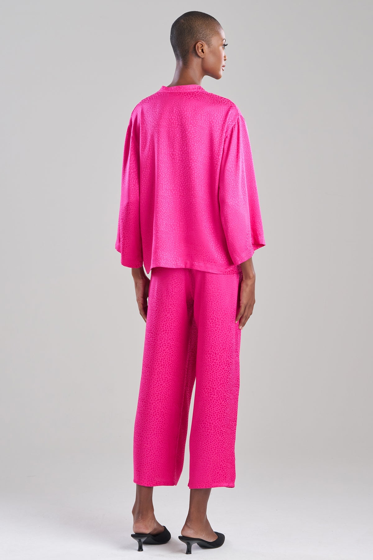 Wilderness Satin Jacquard Button Down PJ Set Wilderness Pink Natori