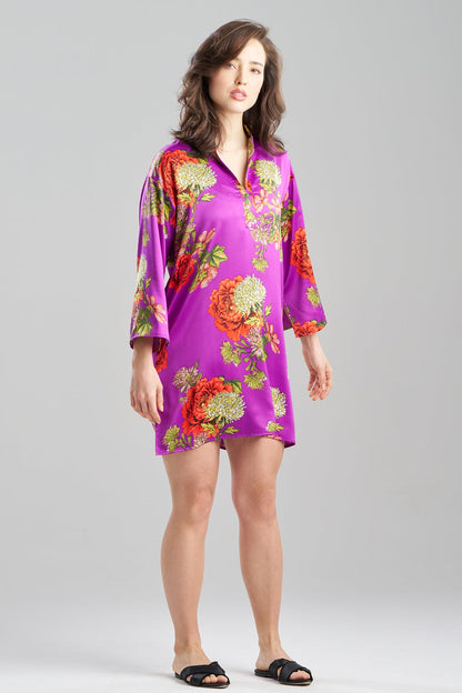 Crysanthe Printed Satin Sleepshirt Crysanthe Orchid Natori