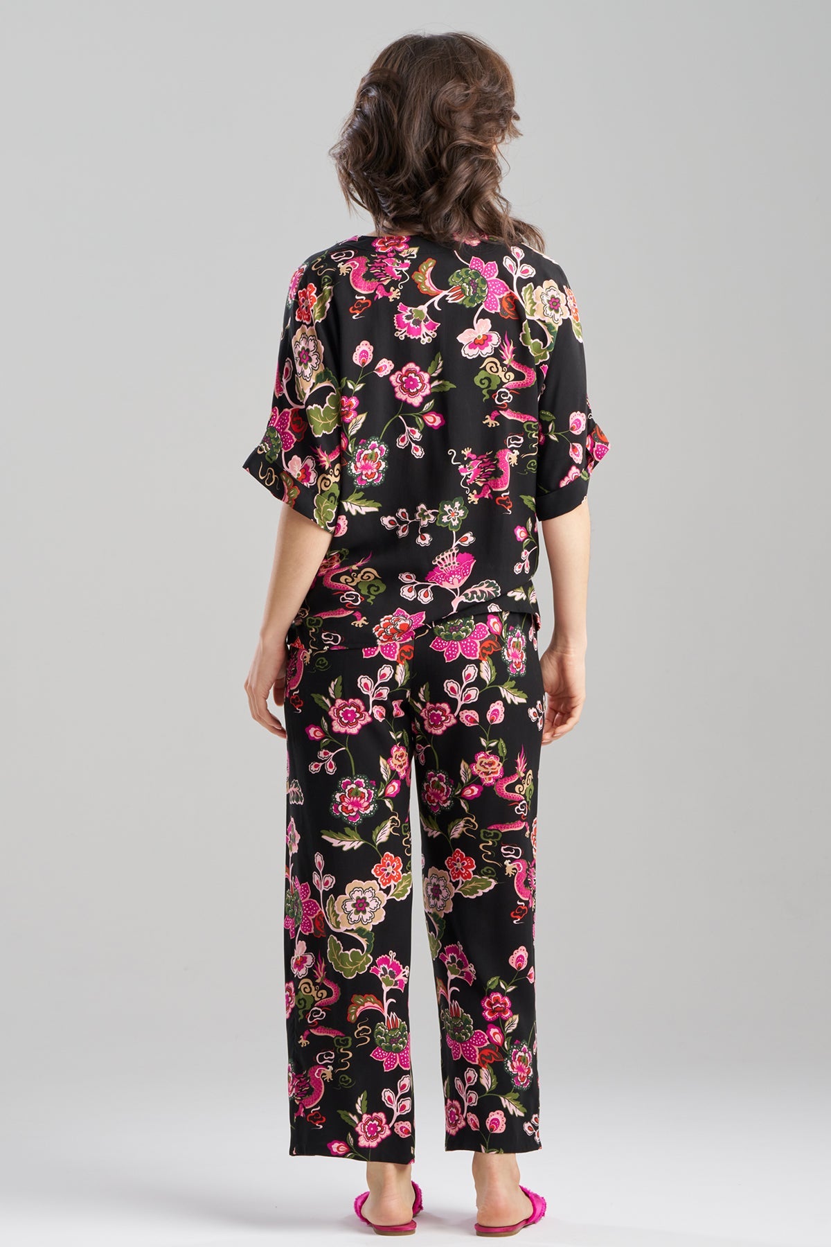 Fleur Dragon Printed Challis PJ Set Fleur Dragon Black Natori