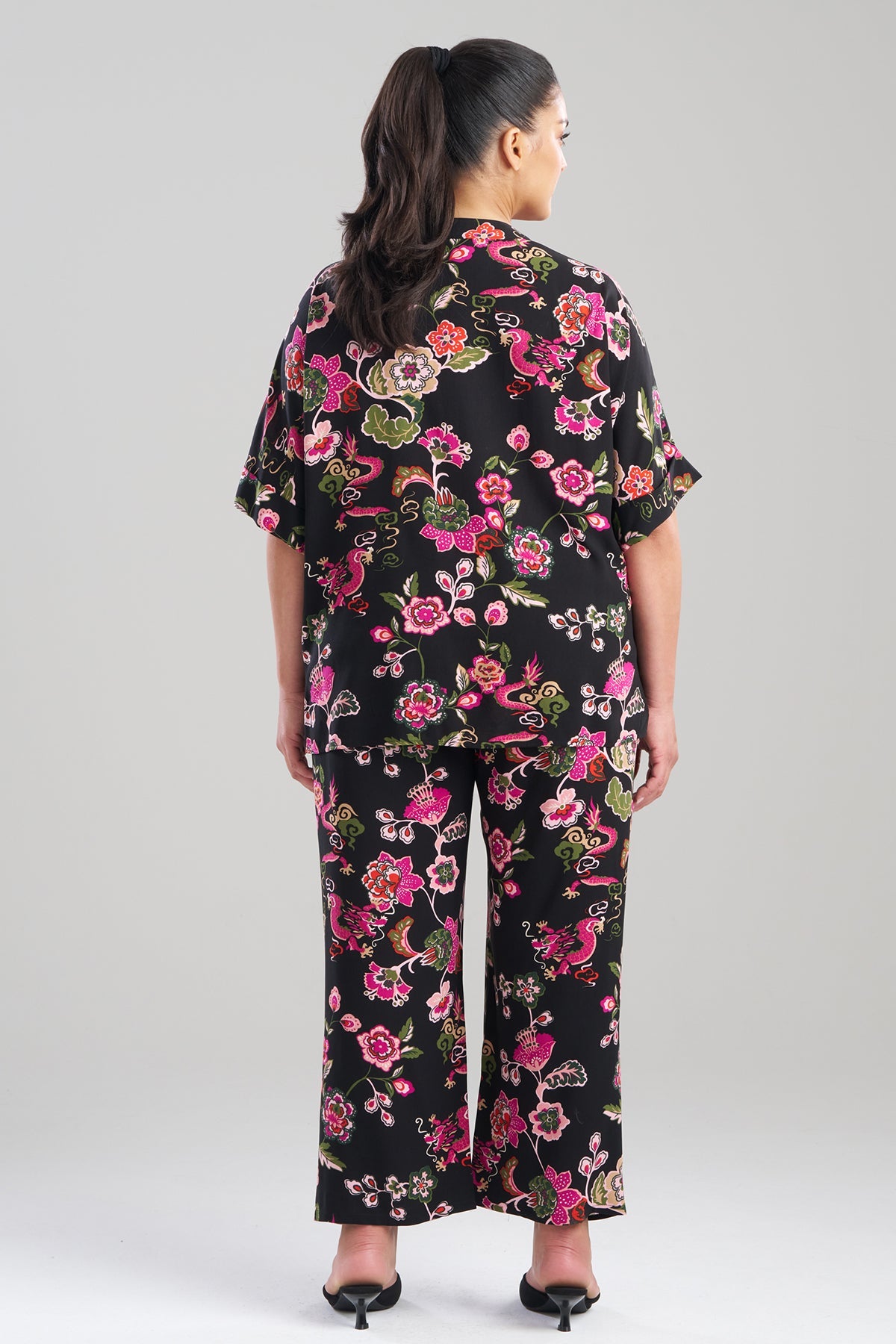 Fleur Dragon Printed Challis PJ Set Fleur Dragon Black Natori