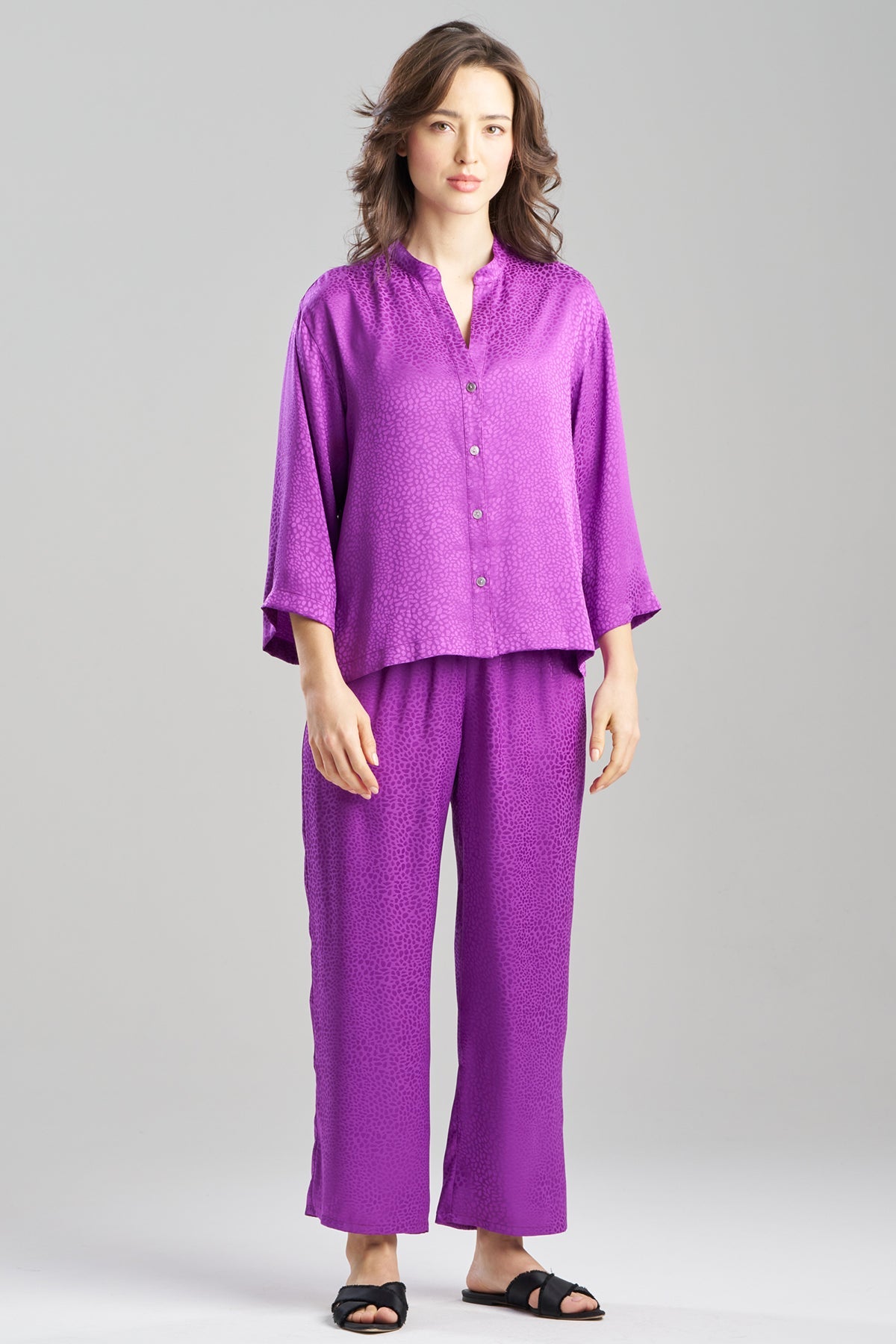Wilderness Satin Jacquard Button Down PJ Set Wilderness Orchid Natori