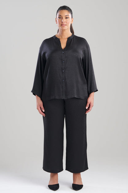 Wilderness Satin Jacquard Button Down PJ Set Wilderness Black Natori