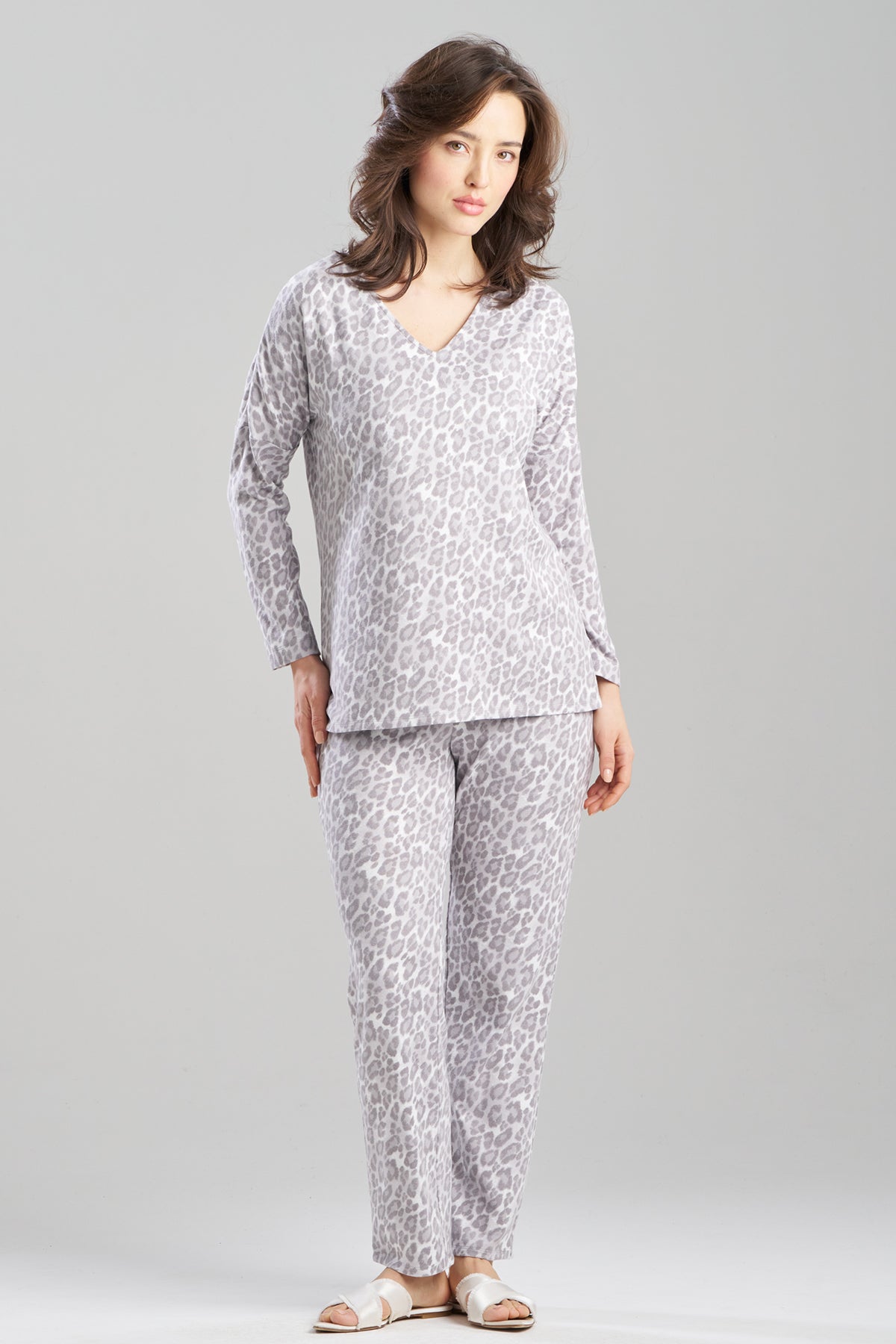 Wild Instinct Printed Brushed Knit PJ Set Wild Instinct Dove Grey Natori