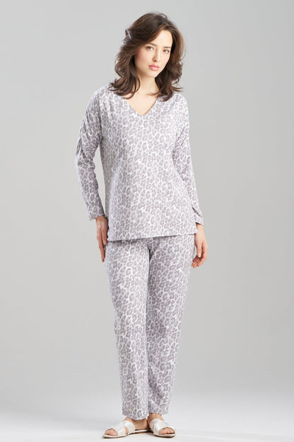 Wild Instinct Printed Brushed Knit PJ Set Wild Instinct Dove Grey Natori
