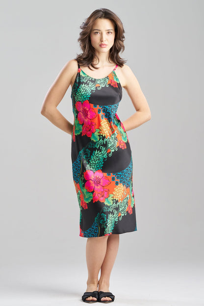 Harvest Printed Satin Slip Dress Harvest Black Natori