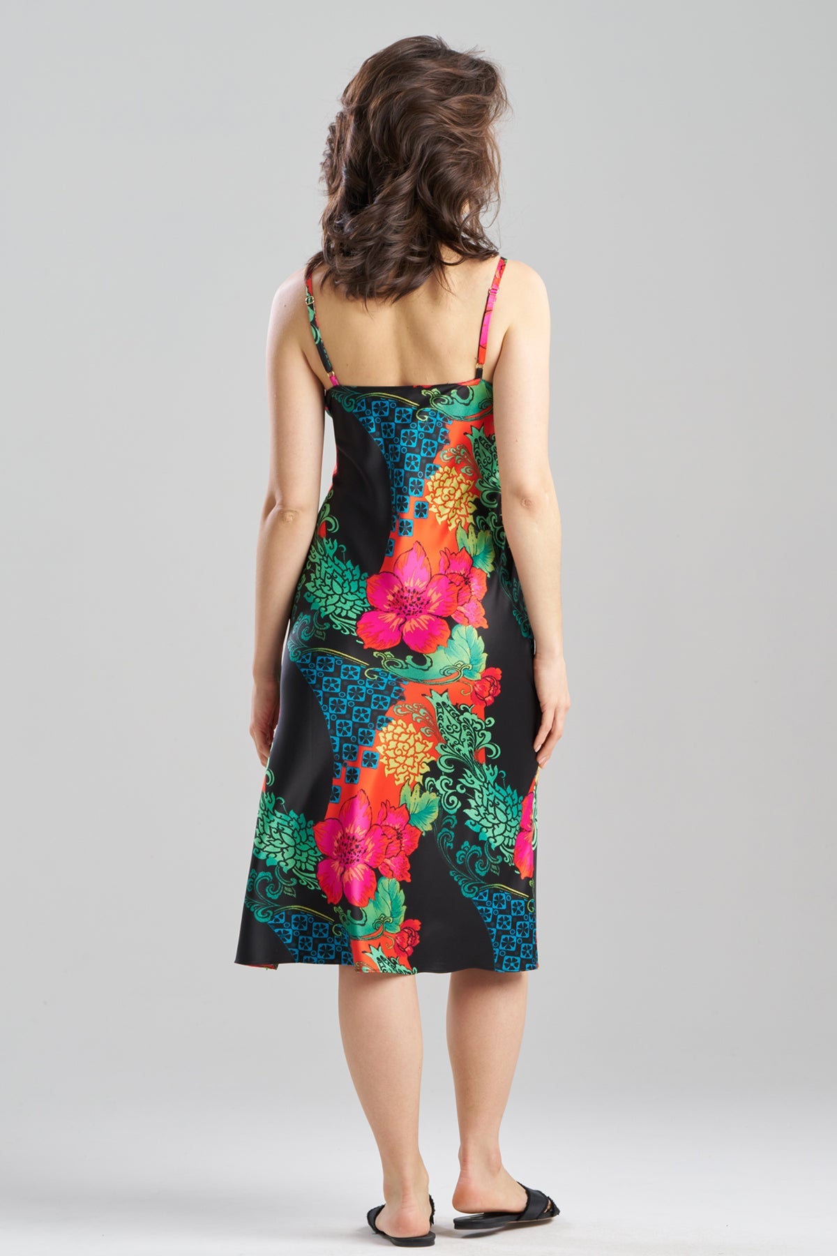Harvest Printed Satin Slip Dress Harvest Black Natori