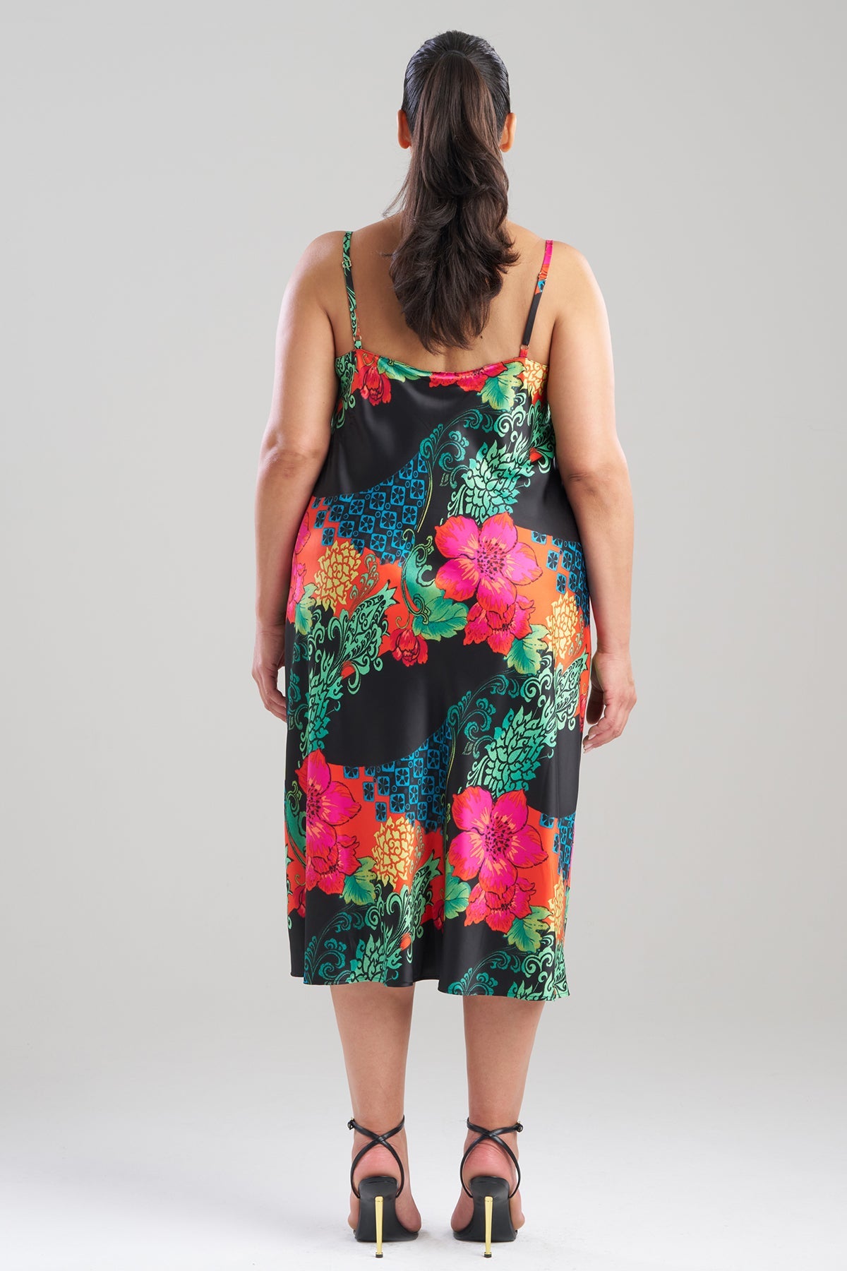 Harvest Printed Satin Slip Dress Harvest Black Natori