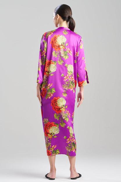 Crysanthe Printed Satin Zip Caftan Crysanthe Orchid Natori