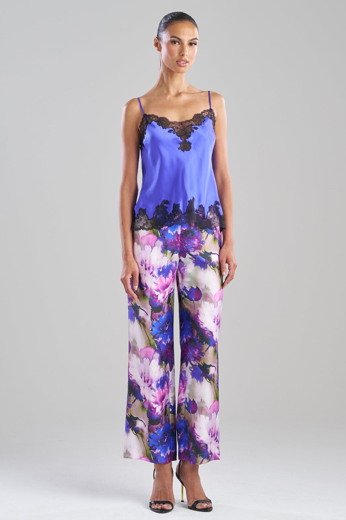 Lolita Lace Trim Cami Blue Velvet/Black Natori